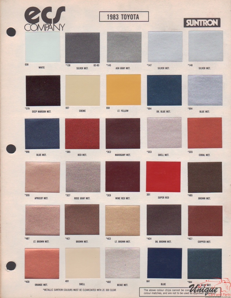 1983 Toyota Paint Charts ECS